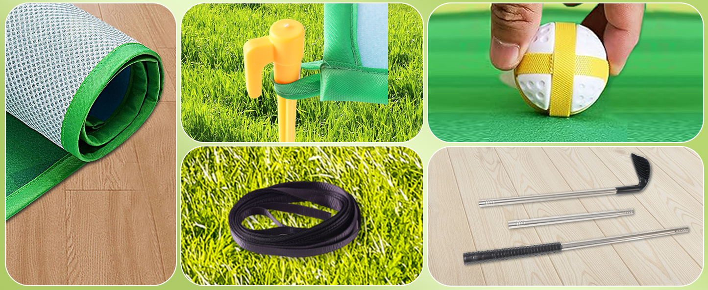 VATOS Golf Chipping Game Mat with Club, Golf Practice Mats Golf Training Mat Indoor Outdoor for Kids Adults Family, Golf Hitting Mat with 20 Balls, Play Equipment Stick Chip Golf Set Backyard Game