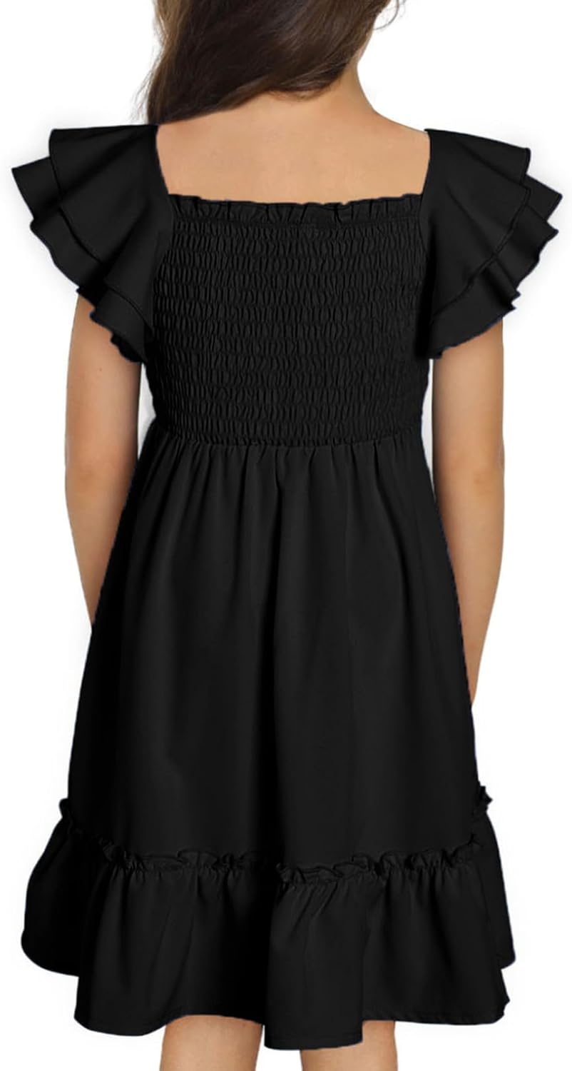 blibean Tween Girls Elegant Ruffle Sleeve Dresses Size 6-15 Years