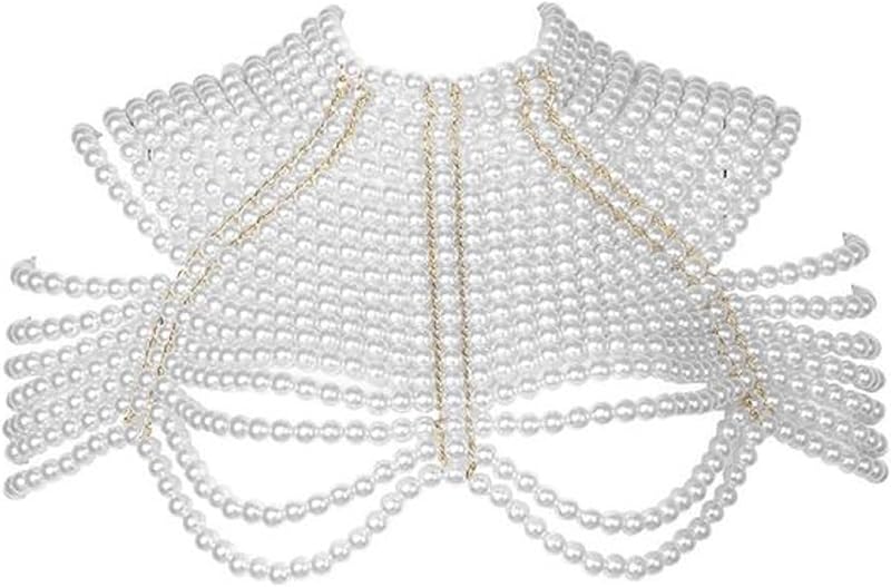 CCbodily Pearl Body Chain Bra - Fashion Shoulder Necklaces Bra Chain Body Jewelry - TrendyLookz