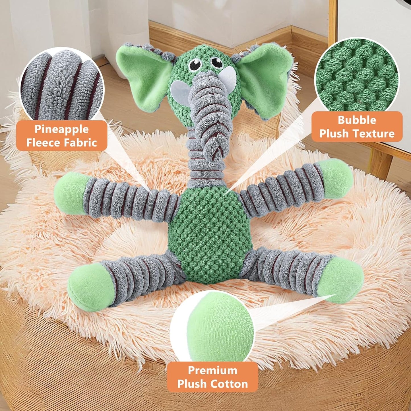 Quietschspielzeug für Hunde, große Plüsch-gefüllte Hunde, interaktives Kauspielzeug, um sie zu beschäftigen, niedlicher Elefant, Tier, Haustiere, Welpen, Hund, Plüschspielzeug mit weichem Stoff für