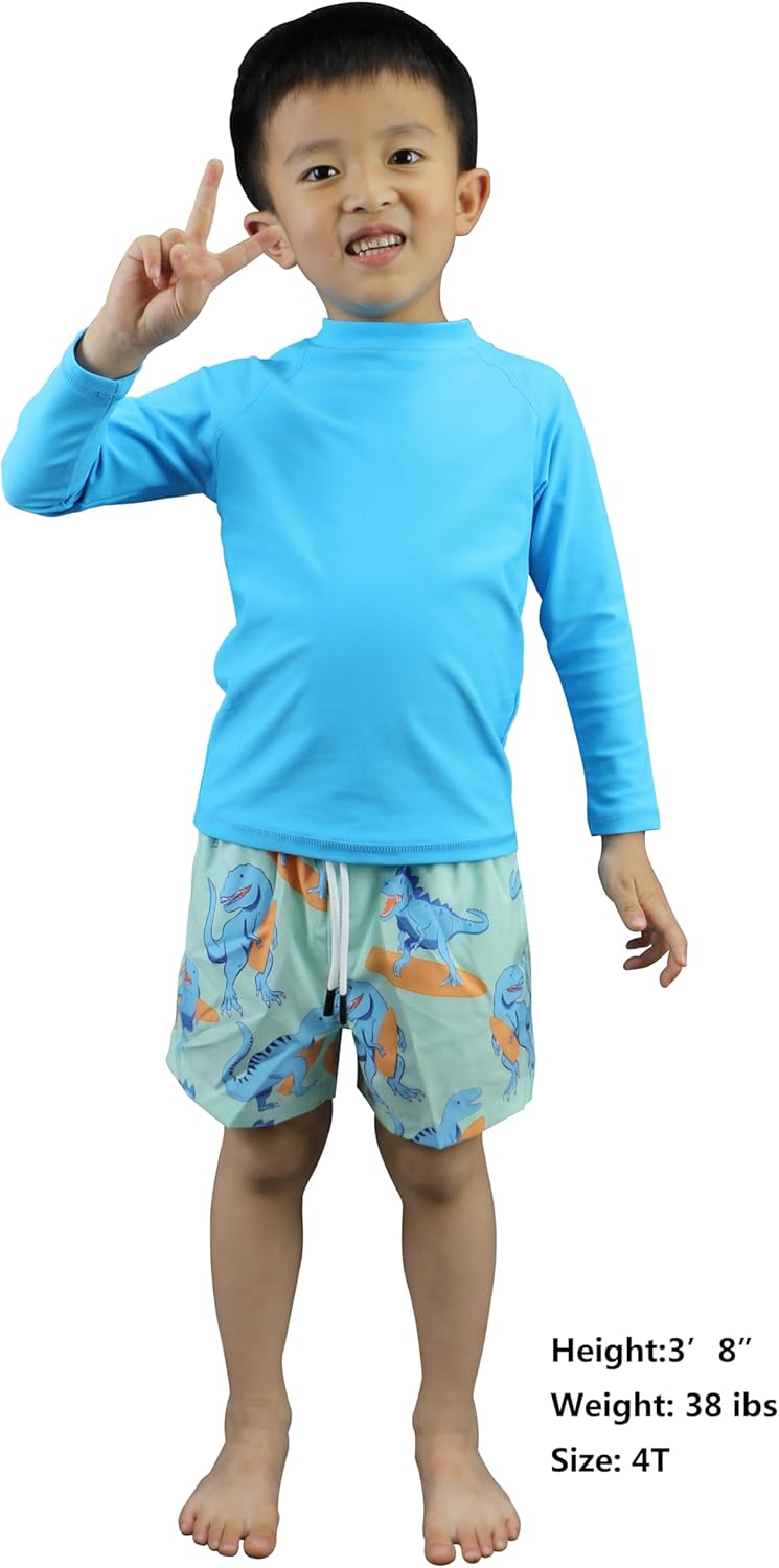 MILANKERR Toddler Boys Rash Guard Sets,Swim Trunks with Compression Liner UPF50+