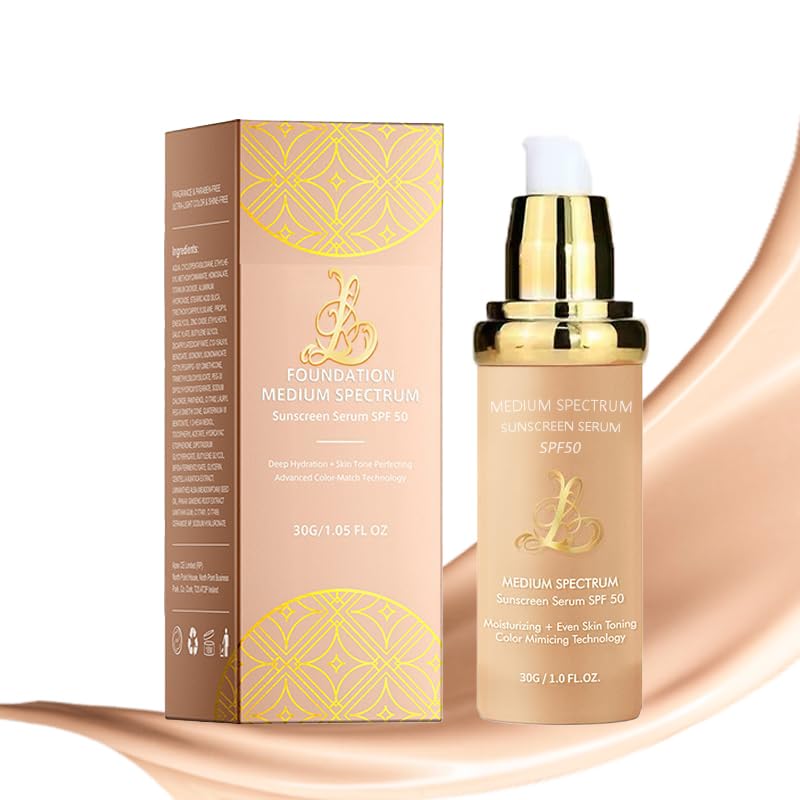 Biological Match 4-in-1 Foundation - Light/Medium Spectrum, Mature Skin Color Changed, Protect from Sun SPF 50+ Concealers Waterproof (Light, 1 Ounce)