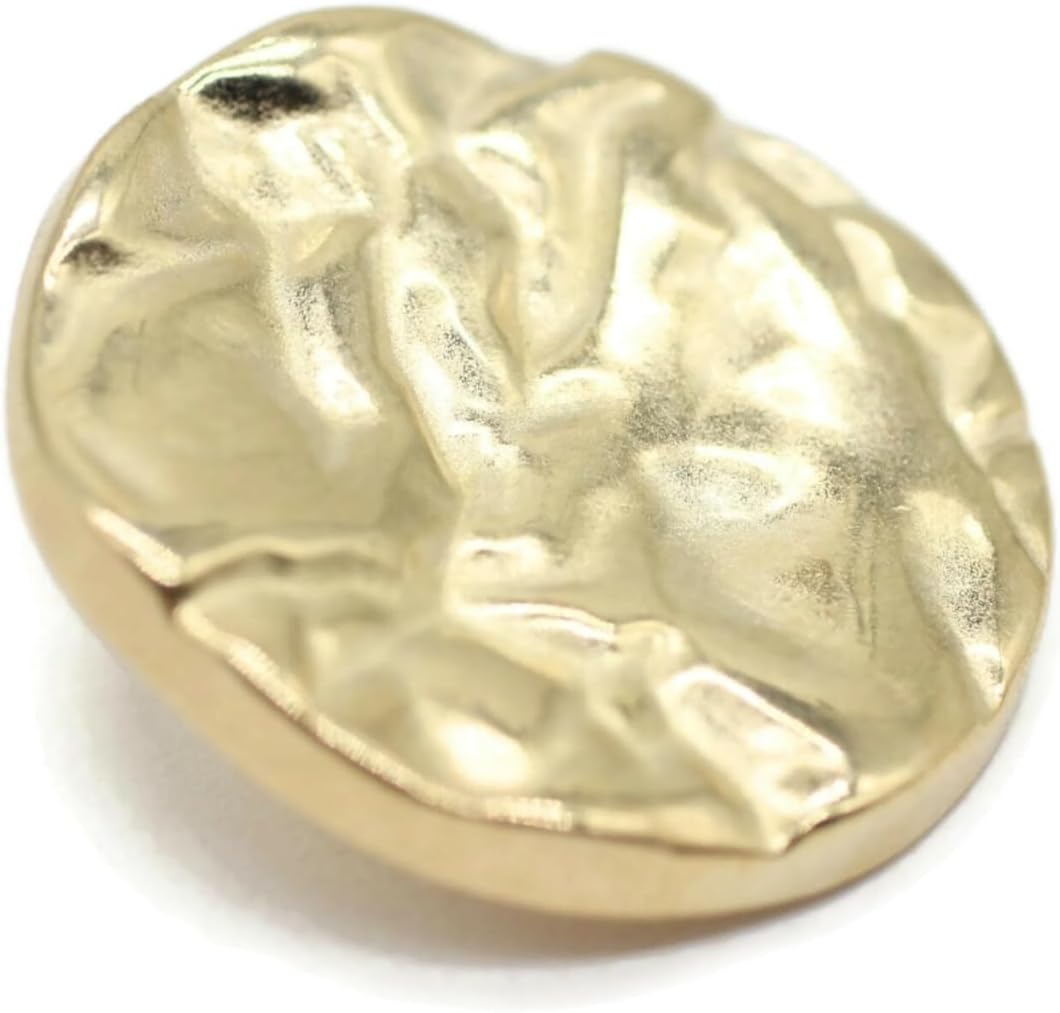 Wrinkle Gold Metal Shank Buttons - 12 Pcs - 4 Size Options - Luxury Wrinkle Round Wave Metal Shank Buttons for Men Women Blazer Coat Uniform Shirt Suit and Jacket Sewing Craft DIY G4230…