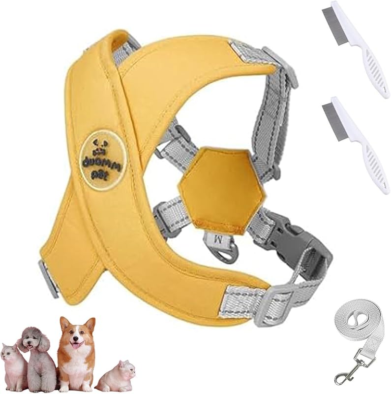 Chewie Cozy Dog Harness, Chewie - Adjustable No Choke No Pull Reflective Cozy Harness with Traction Rope, Soft Breathable (Pink, S) - TrendyLookz