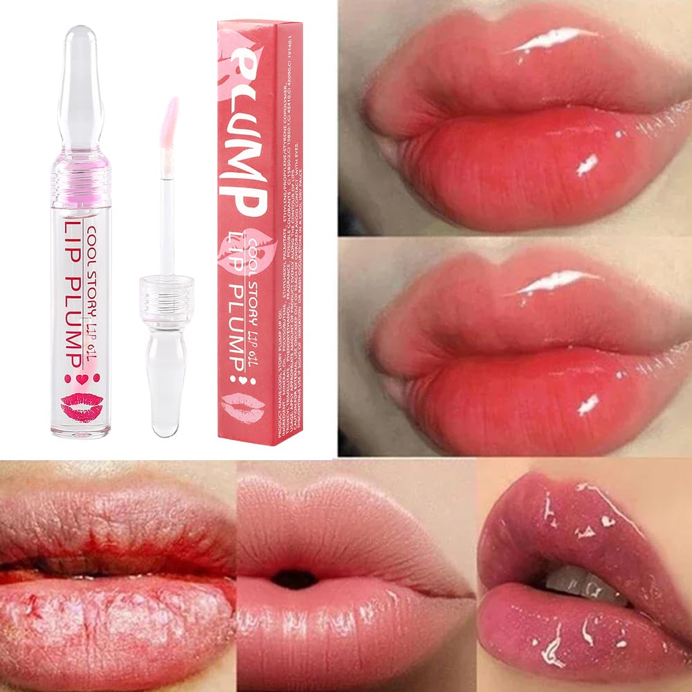 COOL STORY Lip Fuller Gloss, Moisturizing Hydrating Lip Serum, Fuller Lip Care, Lip Plumping Oil for Women Clear - TrendyLookz