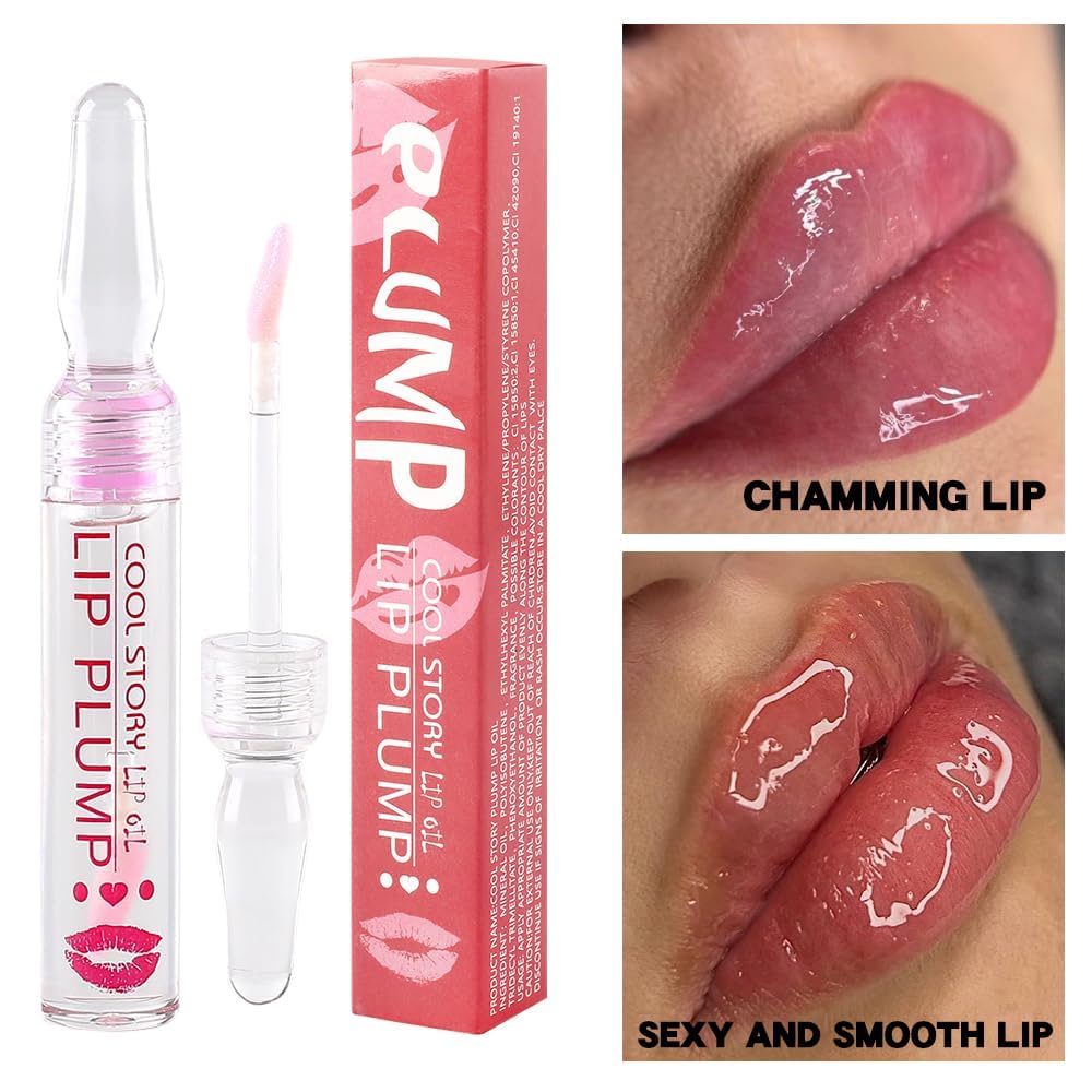 COOL STORY Lip Fuller Gloss, Moisturizing Hydrating Lip Serum, Fuller Lip Care, Lip Plumping Oil for Women Clear - TrendyLookz