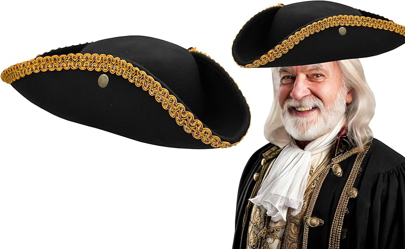 Nicky Bigs Novelties - Colonial Tricorn Pirate Hat - Adult Women and Mens Pirate Hat - Pirate Costume Accessory Colonial Hat