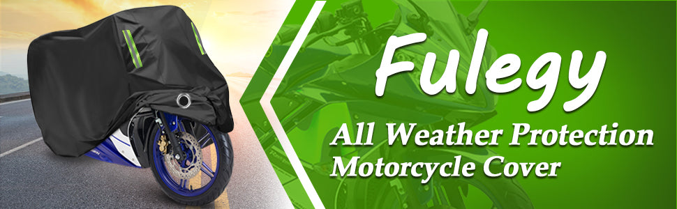Motorcycle Cover All Season,Universal Weather Quality Waterproof Sun Outdoor Protection Scooter Shelter Tear Proof Night Reflective & Lock-Holes Storage Bag Fits up to 105" Motorcycles Vehicle