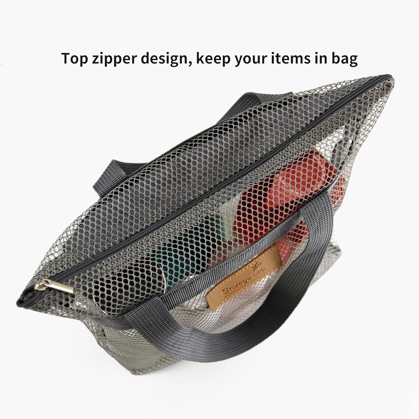 Mesh Shower Caddy Bag Portable Hanging Toiletry and Bath Organizer with Zipper for Travel, Gym, Camping, College Dorms, Beach