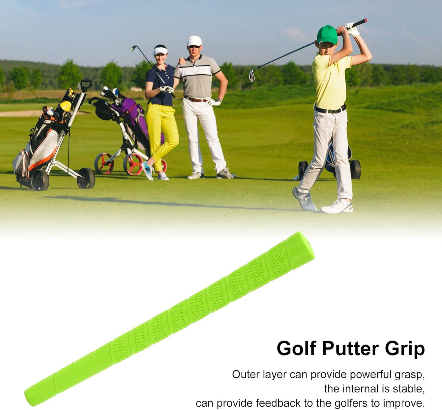 Golf Grip, Anti Slip Rubber Golf Putter Grip Breathable for Children Beginner Training(green)