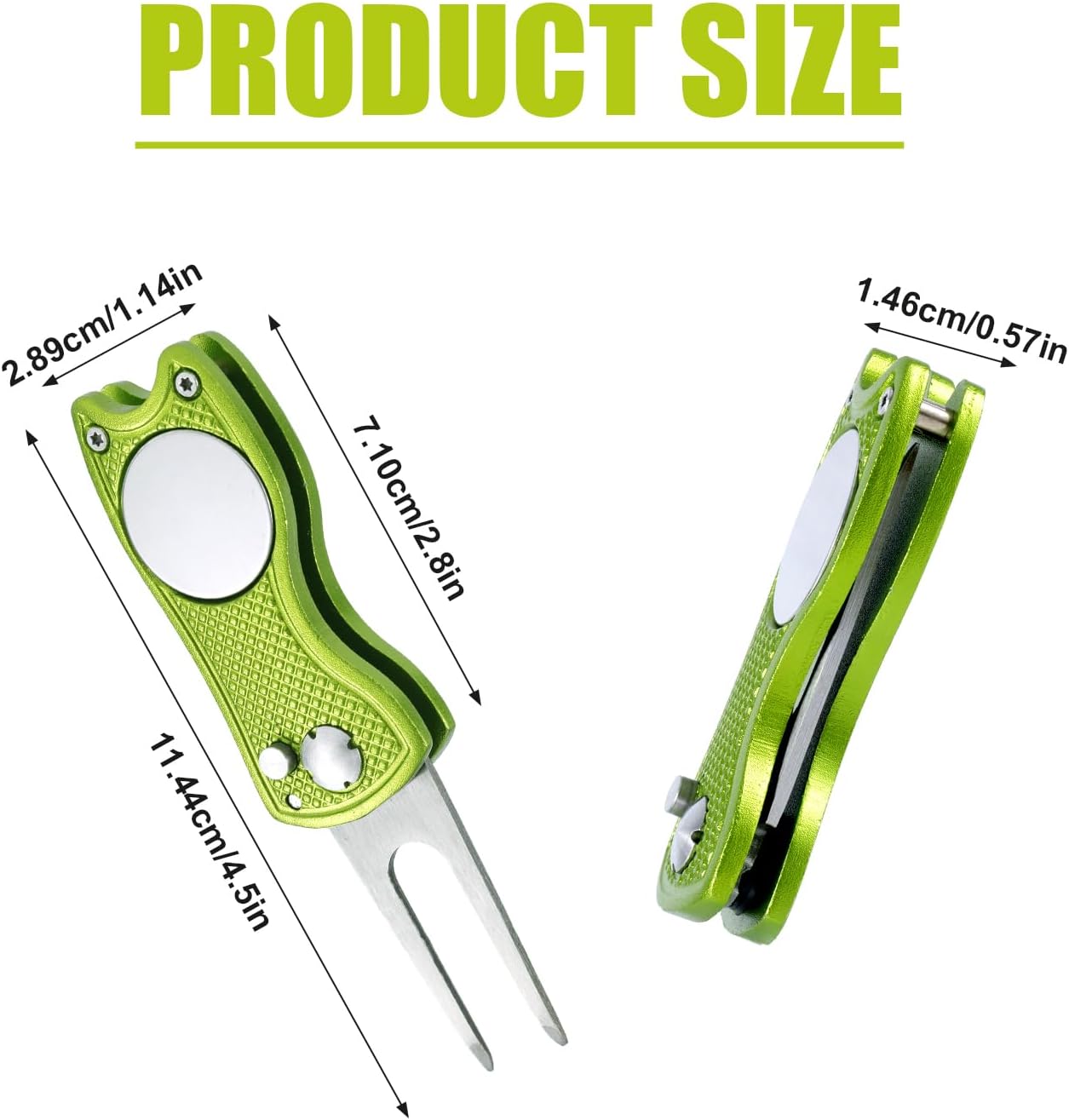 Golf Divot Repair Tool, Stainless Steel Divot Repair Tool Foldable Pop-up Divot Turf Fork Golf Metal Putting Fork Golf Turf Fork Ball Marker Divot Tool for Golf Lover