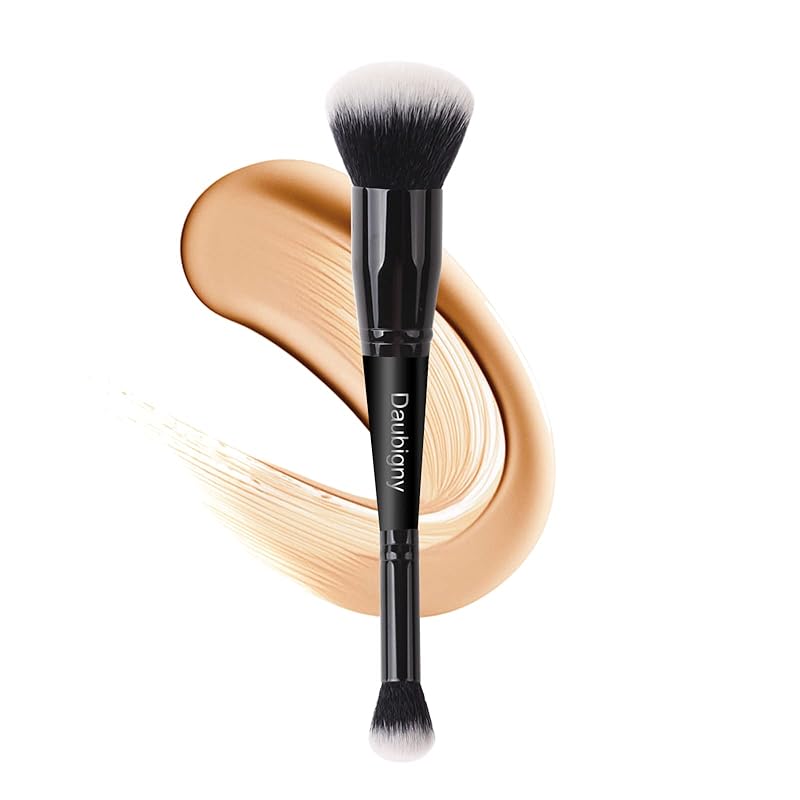 Daubigny Makeup Brushes Dual-ended Foundation Brush Concealer Brush Perfect for Any Look Premium Luxe Hair Rounded Taperd Flawless Brush Ideal for Liquid, Cream, Powder,Blending,Concealer(Angled)