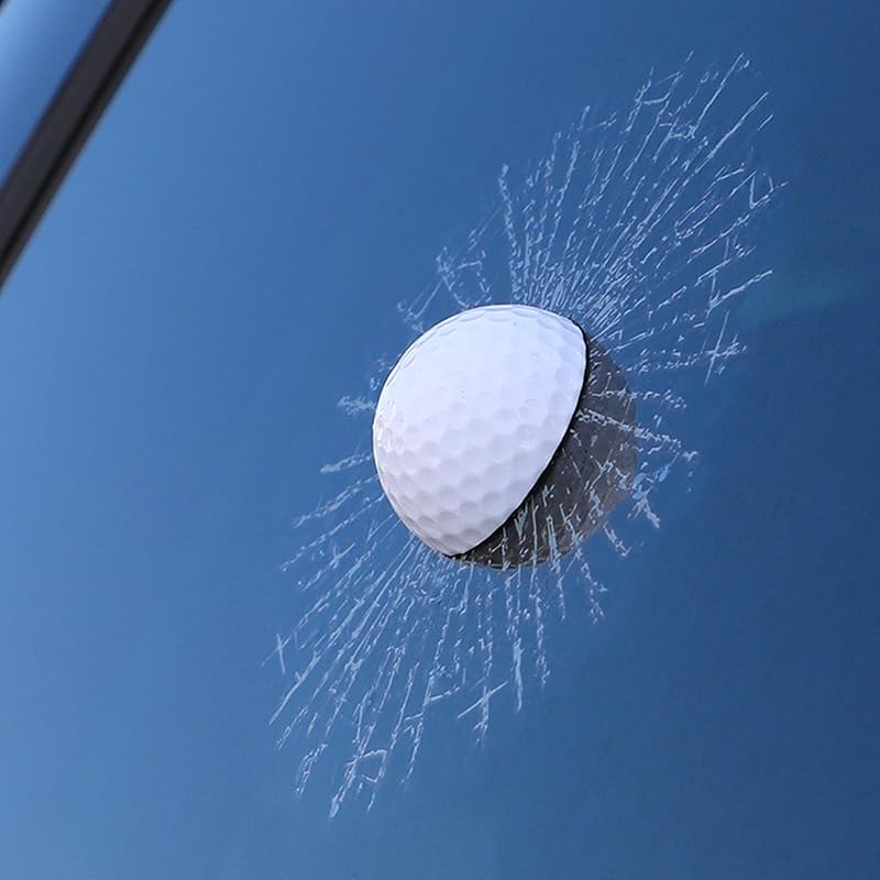 3D Prank Tricky Broken Glass Sticker Car Window Ball Hits Self Adhesive Funny Car Stickers (Tennis)