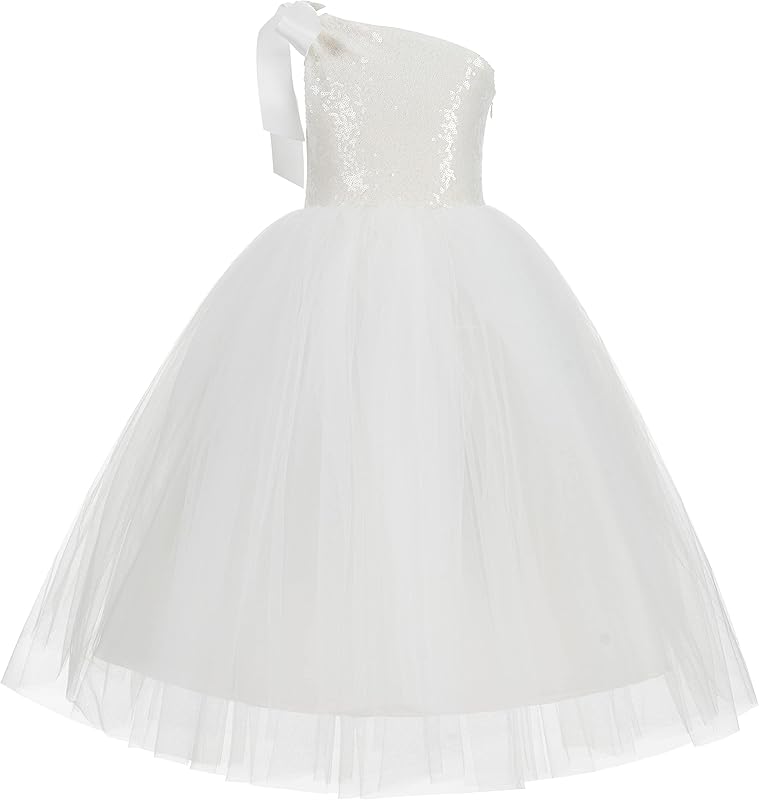 ekidsbridal One-Shoulder Sequin Tutu Flower Girl Dress Corset Dress Wedding Pageant Dresses Ball Gown Tutu Dresses