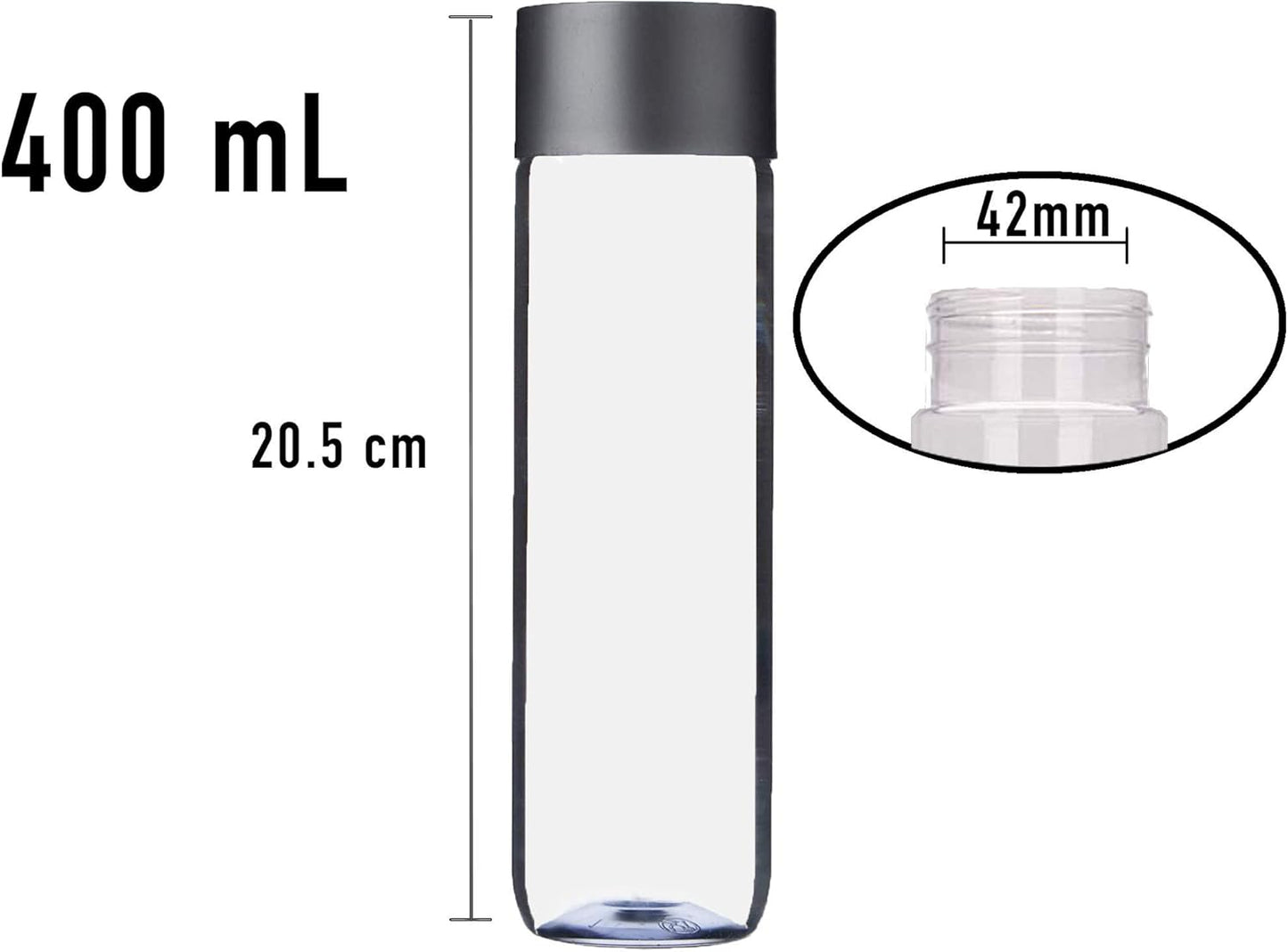 12-pack Bulk Empty Plastic Juice Bottles Reusable Water Bottles to work great as Sensory Bottles and Smoothie Bottles with Black Lids Great for Sensory Crafts and Calming Bottles 400ml