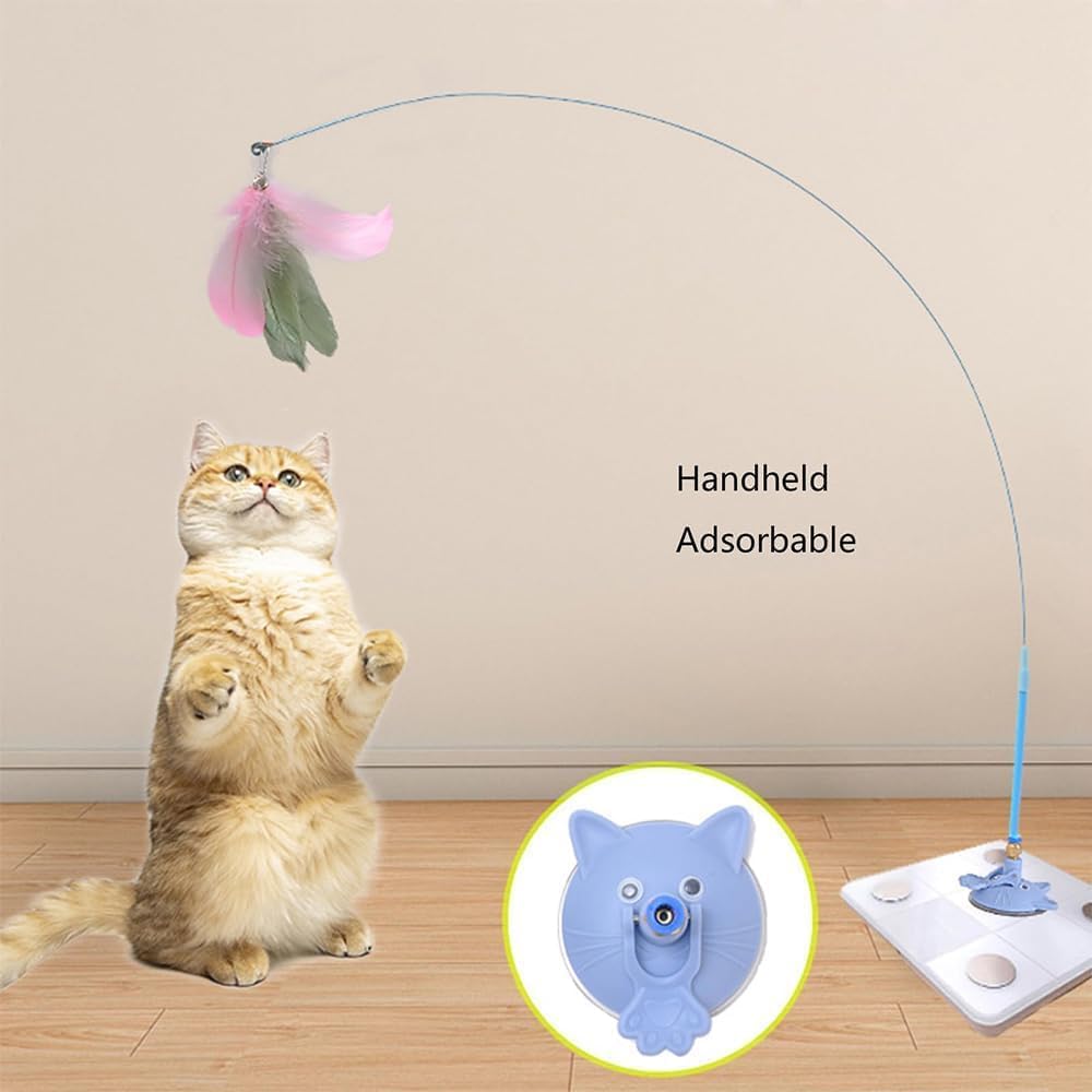 Puff Pet MeowMastery Toy, MeowMastery Cat Toy, Meow Mastery Teaser Wand - with 4 Types of Replacement Feathers, Interactive Cat Teaser, Exercise and Entertainment for Active Felines (Pink)