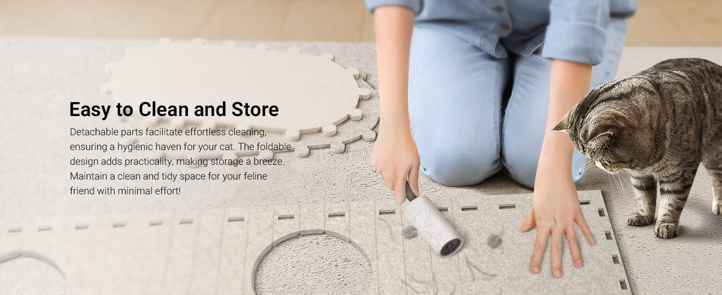 DownyPaws Cat House for Indoor Cats, Cat Bed Cave for Multiple & Large Cats Up to 22 Lbs, Scratch Resistant Peekaboo Cat Caves, Foldable Cat Tunnel Enclosed Bed, PeekaPurr, Cream