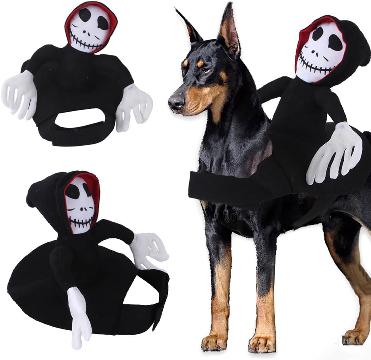 Dog Costumes Halloween Funny Dog Ghost Riding Costumes Novelty Pet Ghost Saddle Apparel Grim Reaper Rider Style Outfit for Small Medium Dogs Cats (Small)