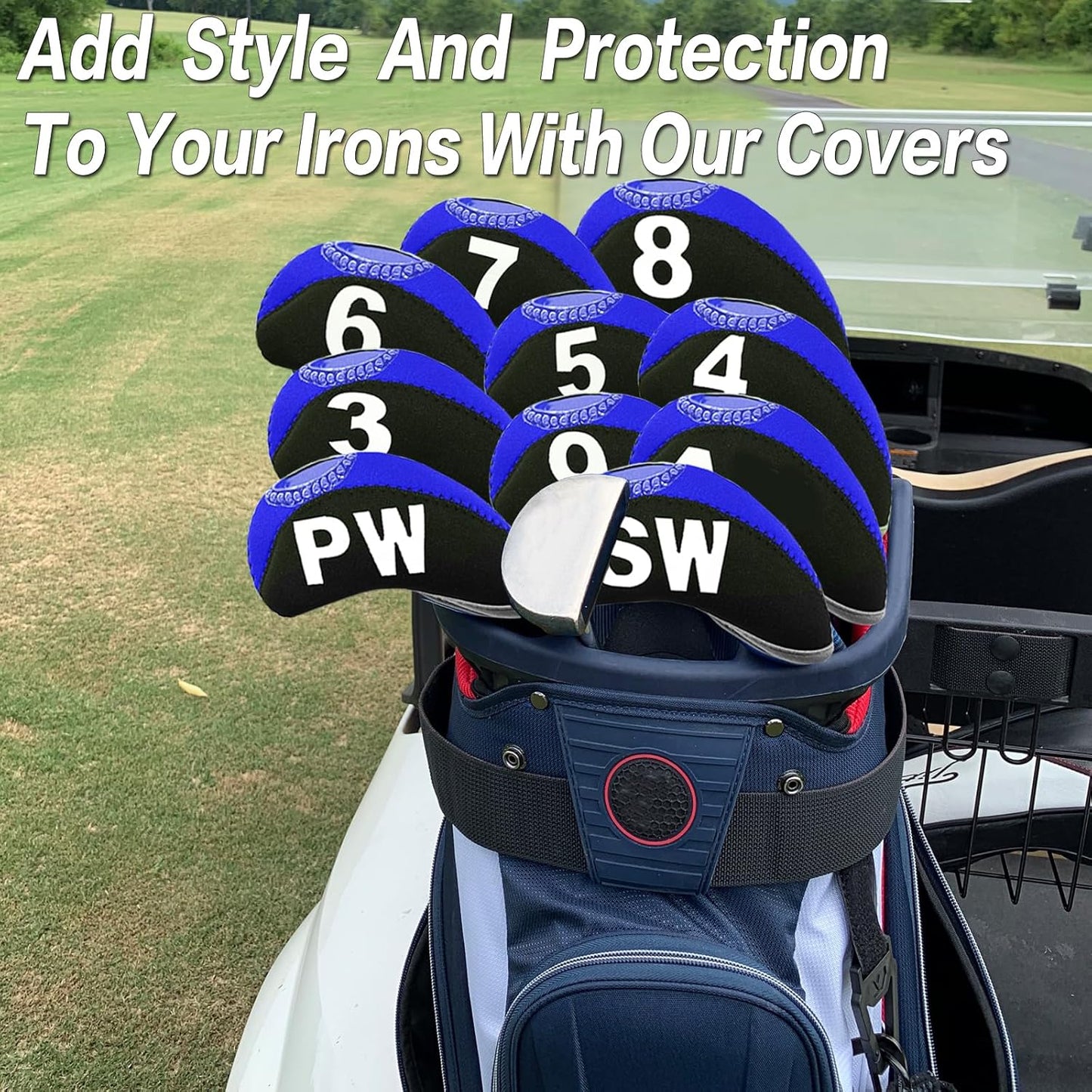Golf Club Covers Set for Irons Neoprene Iron Head Cover Club Protector 10Pcs with/Without Top Window Accessories for Men Women