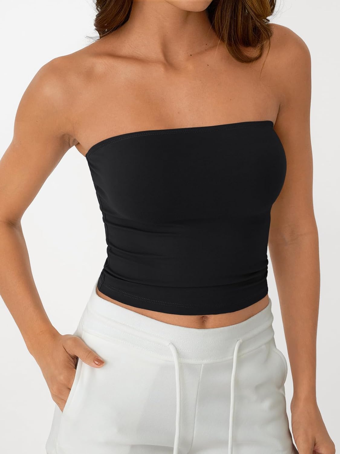 AUTOMET Tube Tops Strapless Crop Tops Basic Backless Sleeveless Bandeau Going Out Cute 2025 Summer Clothes