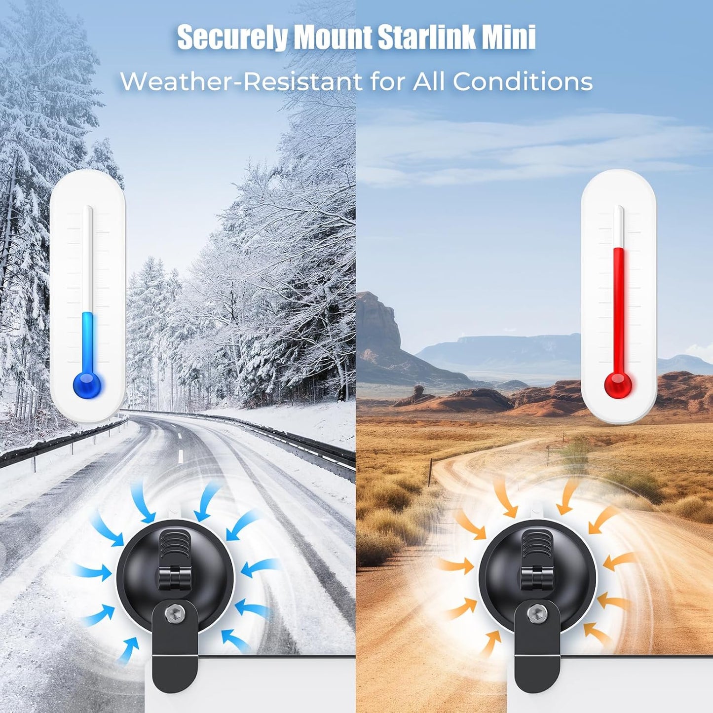 Starlink Mini Car Mount and Car Mounting Kit, Starlink Mini Mount with Strong Suction Cups and Dual Slots for Secure Sunroof/Front/Rear Window Installation, Suitable for Travel Internet