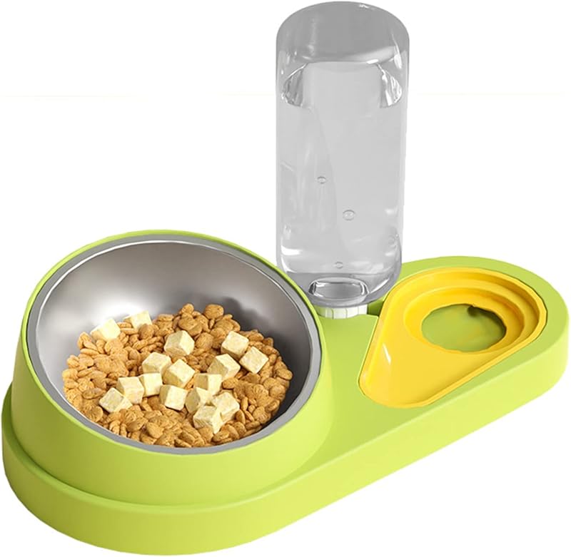 Dog Feeder Set Tilted Postures Cats Food Bowl Anti-Vomiting Raised Bowls with Water Dispenser Bottle Easy to