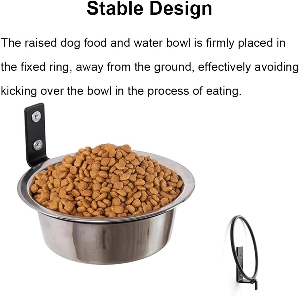 Lot de 2 gamelles murales pour chien en acier inoxydable à suspendre - Gamelles surélevées et pliables pour nourriture et eau - Pour animal domestique, chat, lapin d'Inde (30 x 7 cm)