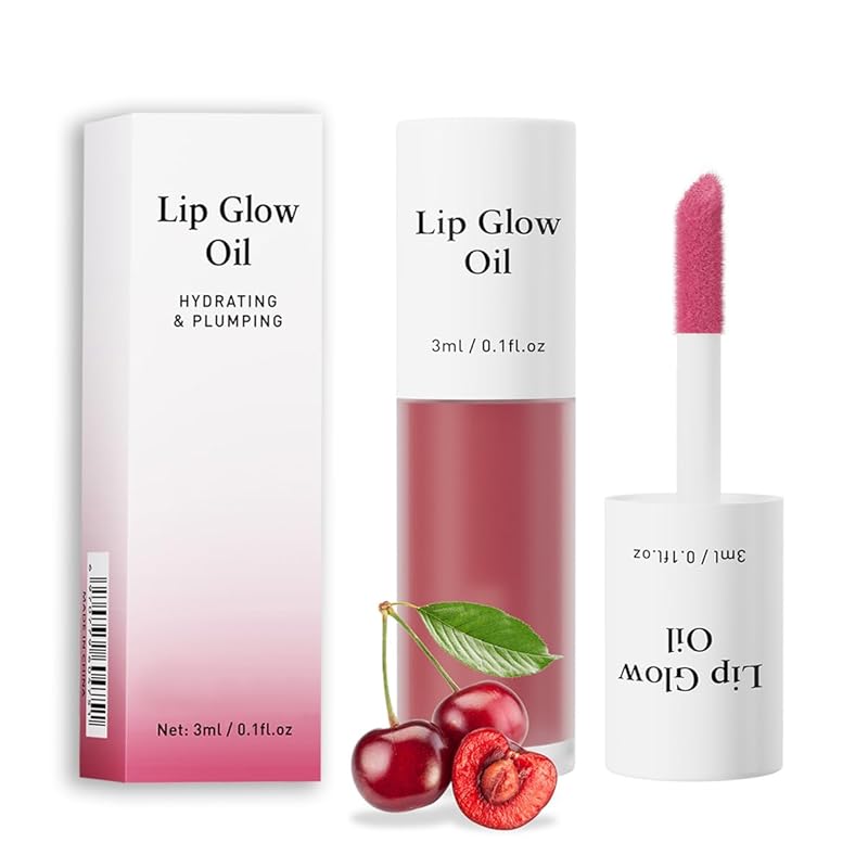 Korean Lip Oil - Fruity Flavor Lip Glow Oil, Moisturizing Hydrating & Nourishing Non-stick Cup Transparent Plumping Lip Gloss for Dry Lips & Lip Care (01#Raspberry)