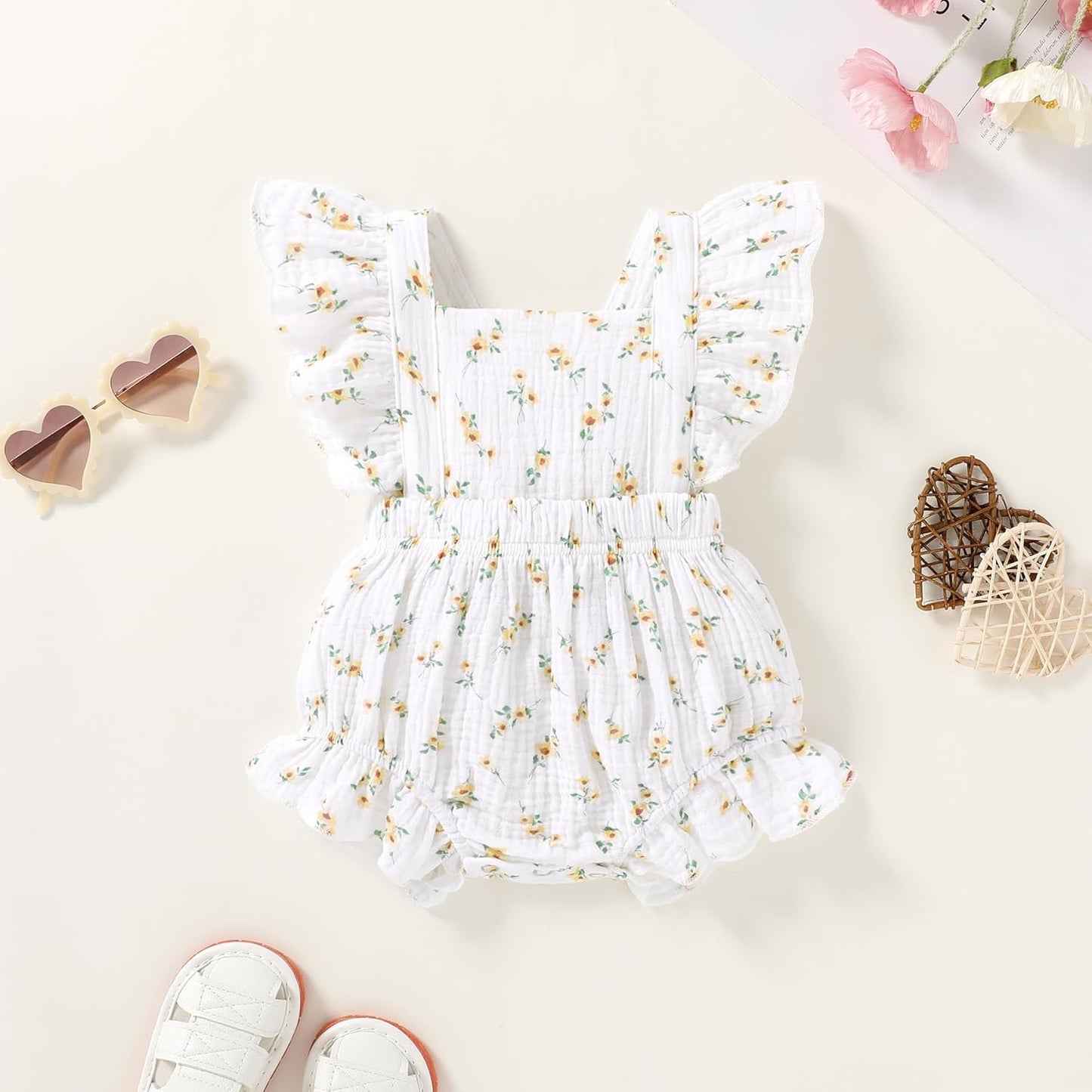 Happy Town Newborn Baby Girl Clothes Infant Summer Romper Sleeveless Floral Cute Outfits One Piece Jumpsuit Bodysuit