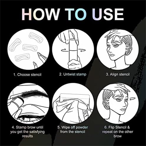 Eyebrow Stamp and Eyebrow Stencil Kit, Eye Brow Stencil Kit for Beginners 24 Reusable and Washable Eyebrow Shaping Kit, Brow Stencil and Stamp Kit Smudge-Proof & Long-Lasting (Light Brown)