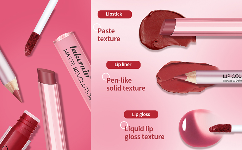 3PCS Lip Liner and Lipstick Combo Set - Matte Lip Liner Pencil, Velvet Matte Lipstick & Hydrating Collagen Lip Gloss - Long-Lasting, Smudge-Proof, High Pigment Nude Brown Lip Makeup Kit (Set 2, 3)