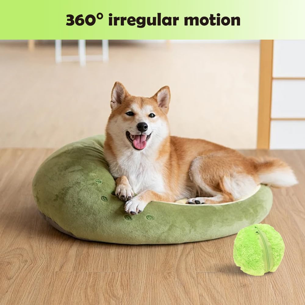 Active Rolling Ball Plush Dog Toy, 2025 New Self Moving Balls for Dogs, Interactive Dog Toys Pet Active Balls for Puppy (1 Black Ball + 4 Plush Covers)