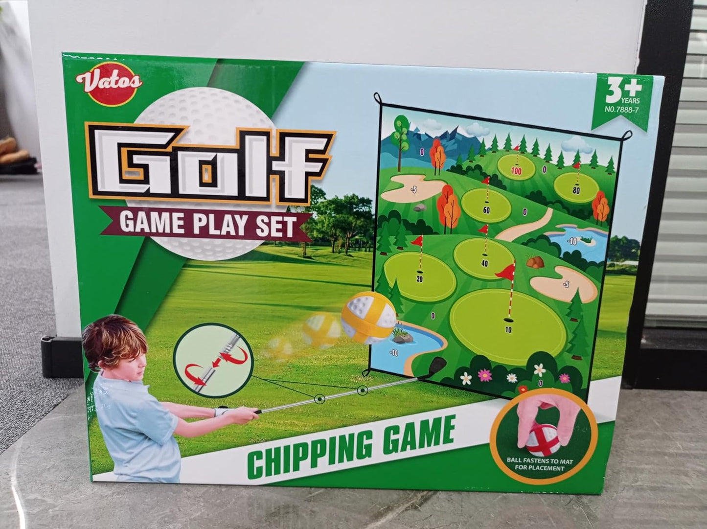 VATOS Golf Chipping Game Mat with Club, Golf Practice Mats Golf Training Mat Indoor Outdoor for Kids Adults Family, Golf Hitting Mat with 20 Balls, Play Equipment Stick Chip Golf Set Backyard Game