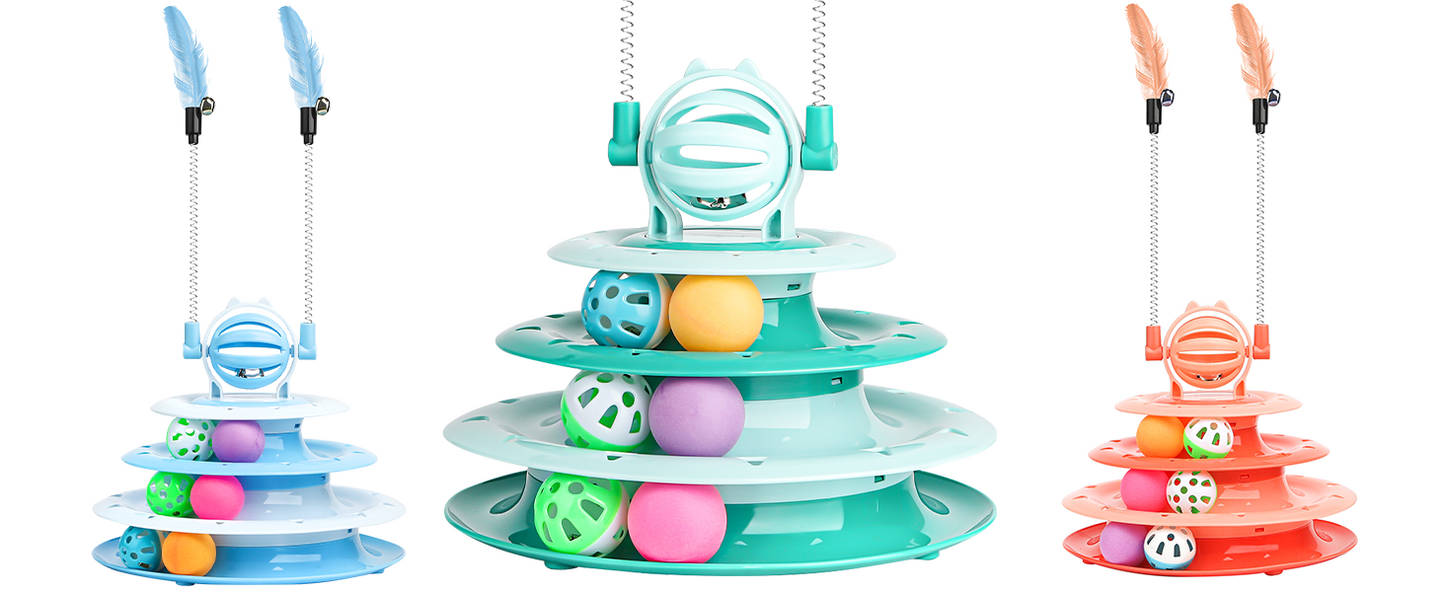 Cat Toy Interactive Pet Plaything for Indoor Kitten Interactive Kitty Puzzle Ball with 2 Cat-Tease (Green)