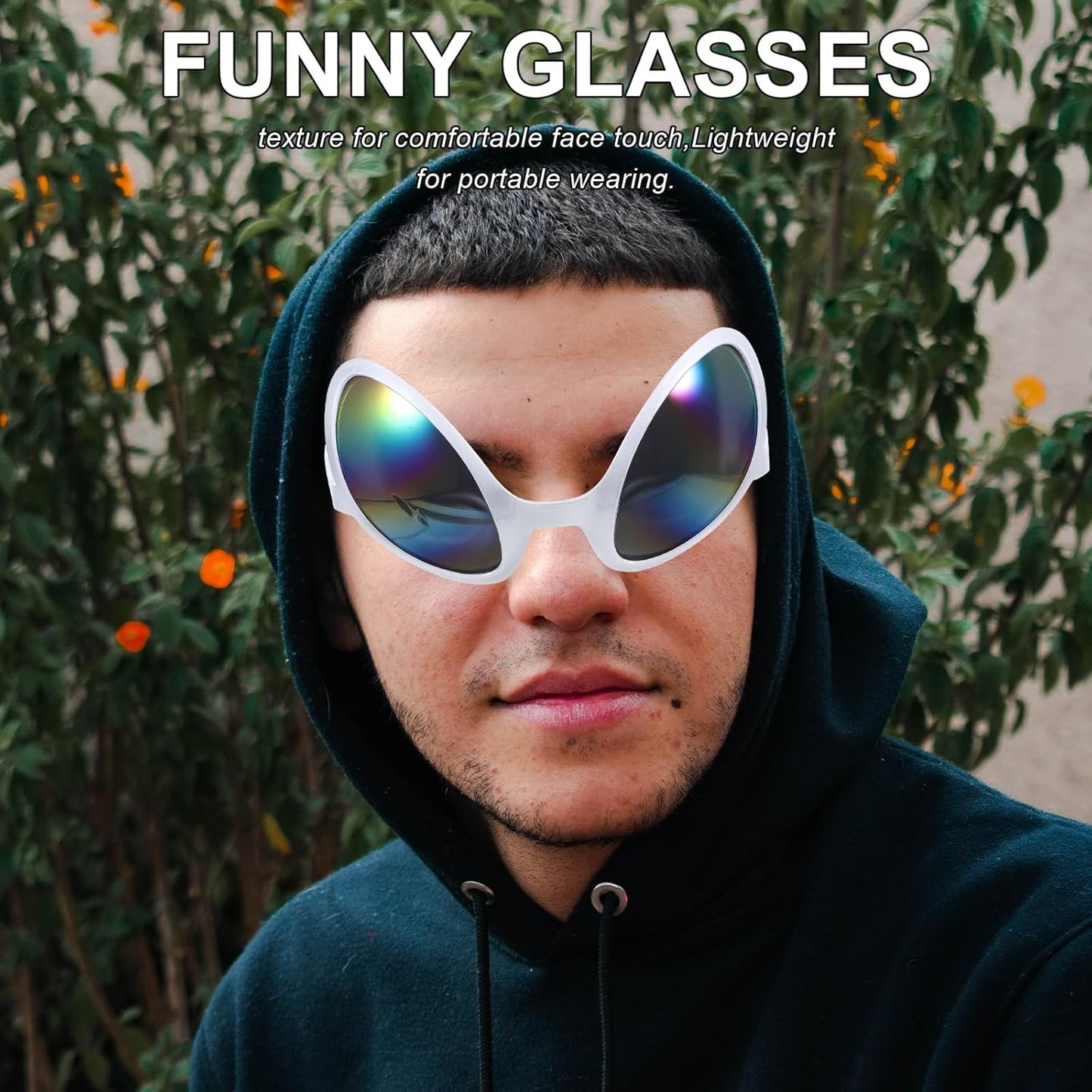 NUOBESTY 2Pcs Alien Glasses Sliver Plastic Alien Sunglasses Alien Eyeglasses Alien Costume Accessories for Halloween Party Favors Green Glasses
