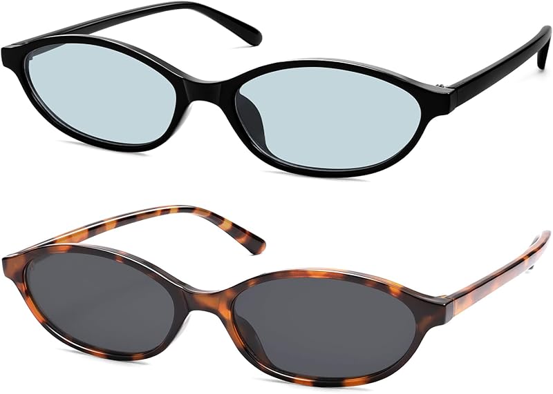 Retro Oval Cat Eye Sunglasses for Women Y2k Trendy Narrow Sunnies Designer Sun Glasses AR82253