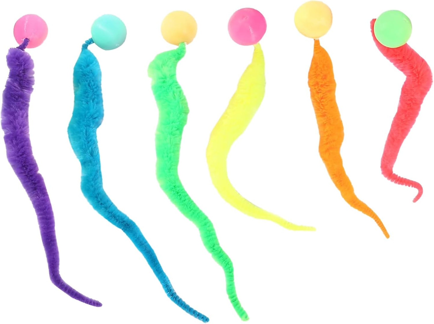 Yuannee Balle Chat,6 PCS Balle Interactive pour Chat avec Plumes Jouet Magique Rebondissant en Caoutchouc Multicolore Balles de Jeu d'Intérieur à Longue Queue Stimulation Motrice pour Chaton & Adulte