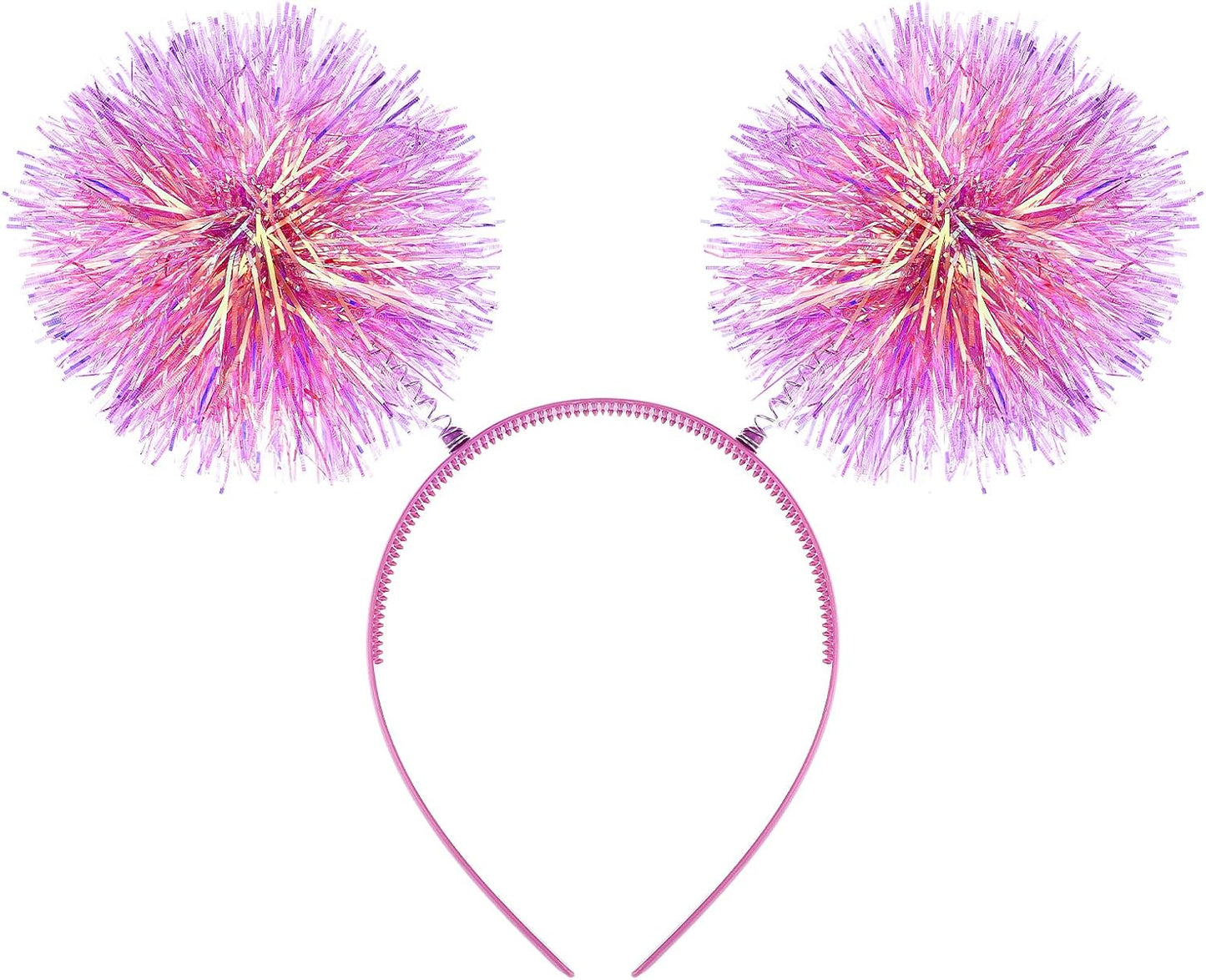 Foil Strips Pom Pom Headband Tinsel Fashion Headband Fluffy Ball Hair Loop Cosplay Hair Accessory for Women Girl Party