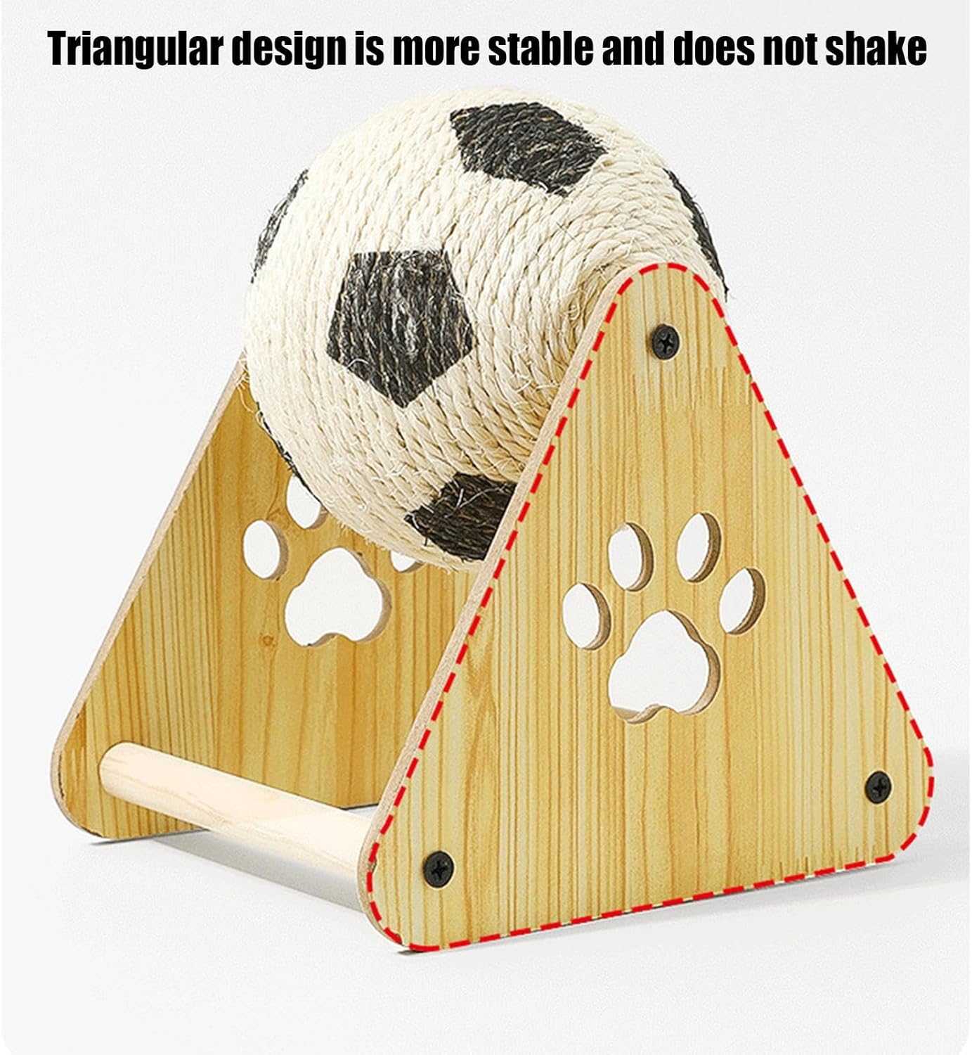 Kugelkratzer für rotierende Katze mit Holzsockel Fußballspielzeug Selbstspiel mit integrierter Nagelfeile | Interaktive Bewertung für Übungen und Anreicherung für Kätzchen und Katzen im Innenbereich |