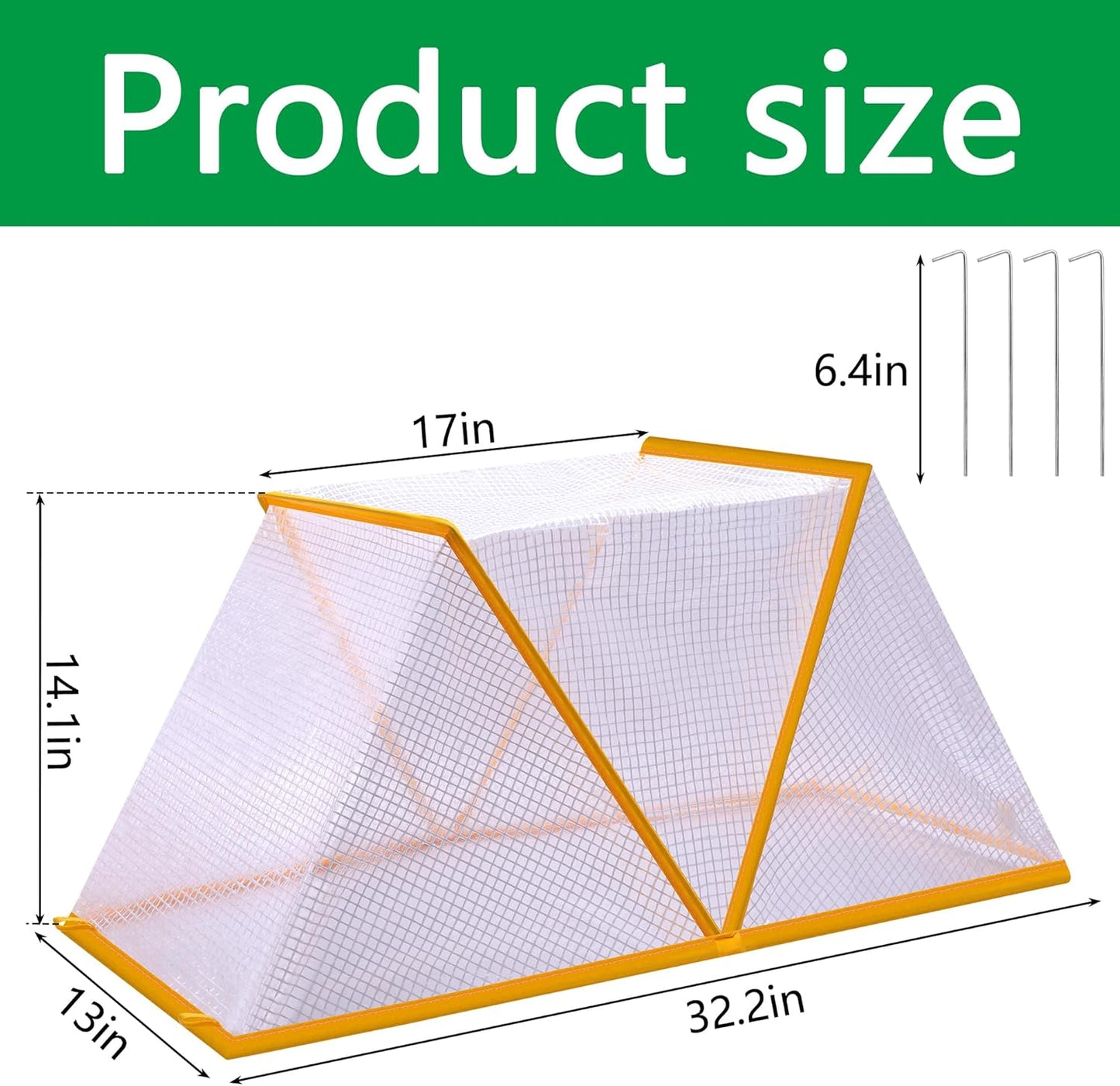 32.2" x 13" x 14.1" Garden Row Accelerator Plants Cover, Foldable Raised Garden Beds Vegetable Rows Plant Protector, Plant Net Cage Guard Greenhouse Cover for Protecting Vegetable Fruit from Animals