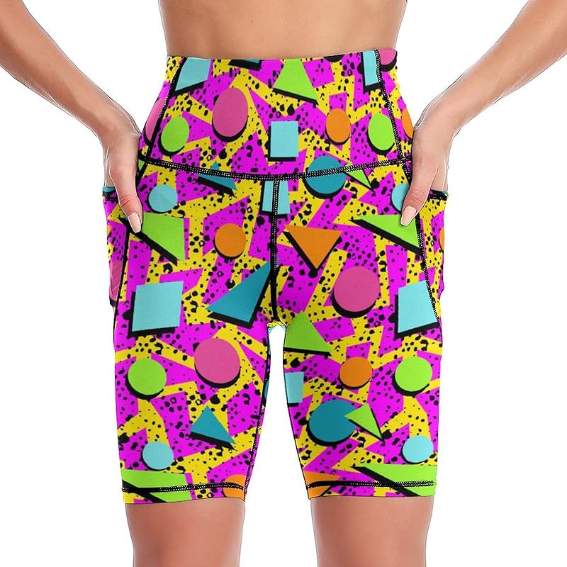 High Waist Workout Yoga Shorts for Women with Pockets Tummy Control Yoga Leggings Running Gym Biker Shorts