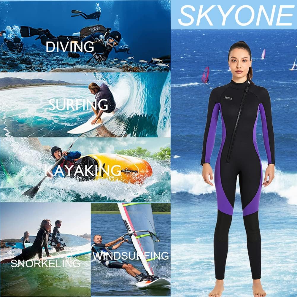 Wet Suits for Women Men Full Body 3MM Neoprene Wetsuit Diving Suit in Cold Water, Long Sleeves Front Zip Scuba Wetsuits One Piece Thermal Swimsuit for Surfing Snorkeling Kayaking Swimming Canoeing