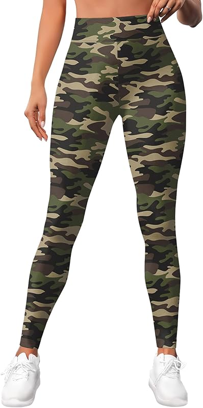Leggings for Women Workout Funny Printed Gym Athletic Womens Yoga Pants Camo Print Legging Camouflage Floral Tropical Pants