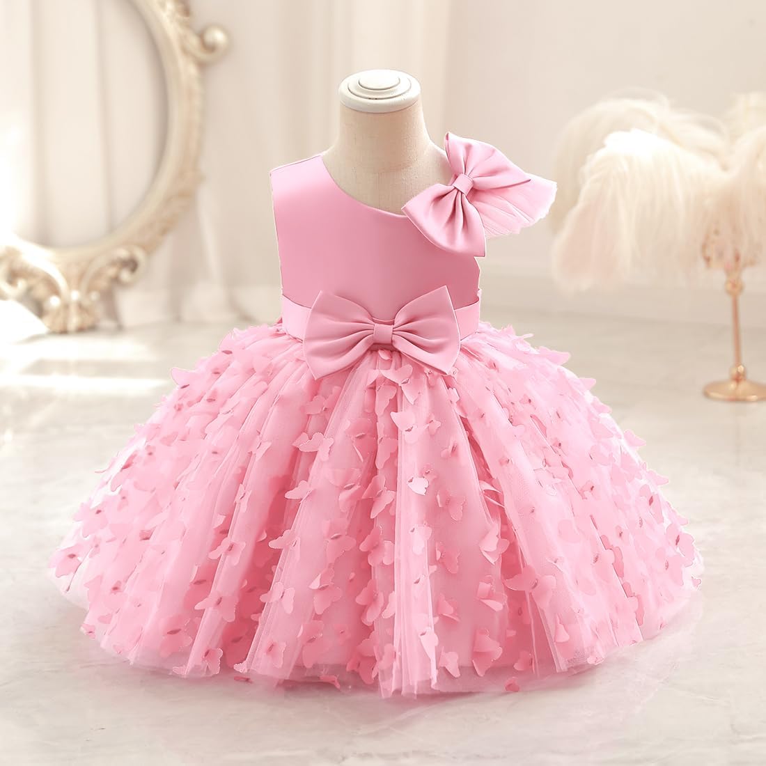 Toddler Baby Girl Butterfly Tutu Dress Bowknot Princess Flower Girl Wedding Pageant Birthday Party Dresses