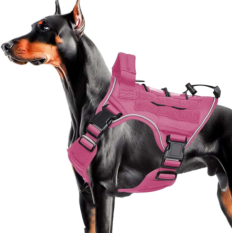 Heavy-Duty Tactical Dog Harness for Large Dogs, No Pull Adjustable Reflective Pet Vest with Molle System, K9 Military-Grade Control for Service Training, Outdoor & 10+ Breeds, Black, Medium