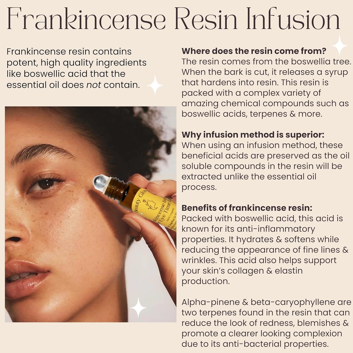 Age Eraser Rollerball Organic Castor, Rosehip & Jojoba Oils Frankincense Essential Oil & Resin Infused Anti-Aging Miracle Moisturizer Roller Ball Skincare Hydrates Skin Under Eyes for Face