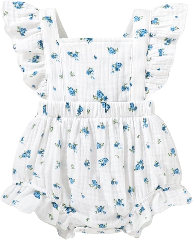 Happy Town Newborn Baby Girl Clothes Infant Summer Romper Sleeveless Floral Cute Outfits One Piece Jumpsuit Bodysuit