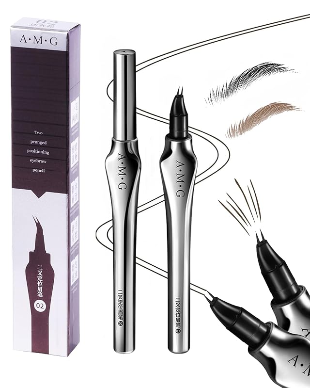 Microblading Eyebrow Pencil,Eyebrow Pen with an Upgrade Micro-Fork Tip Applicator,Eyebrow Pencil Magic 2-in-1 Eye Brow Pencils for Women to Effortlessly Create Hair Like Natural Brows - Dark Brown