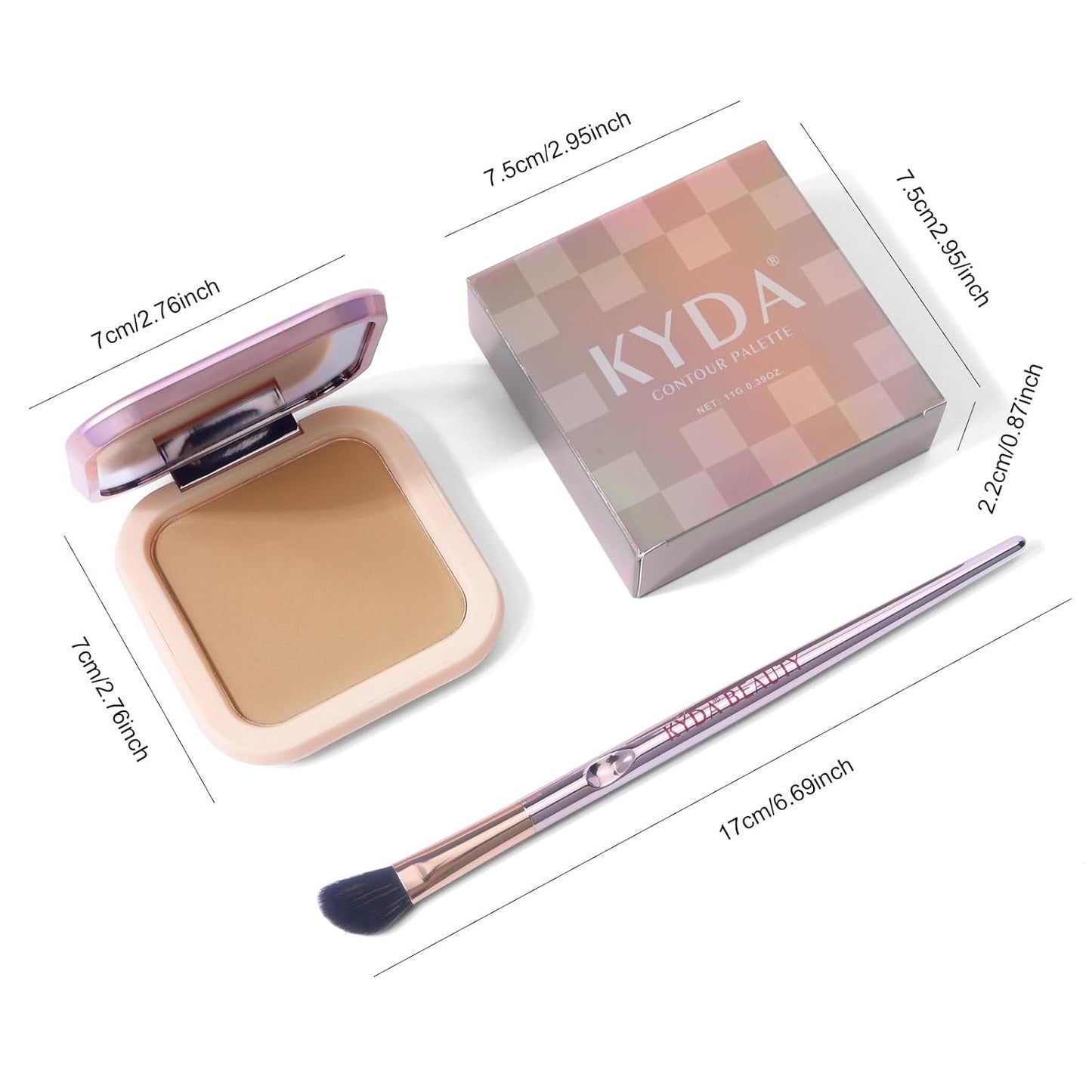 KYDA Face Sculpting Contour Palette, Natural Shimmer Smooth Contour Pressed Powder, Ultra-fine Lightweight, Easy to Blend, Multiuse Baked Contour Makeup-BRONZER