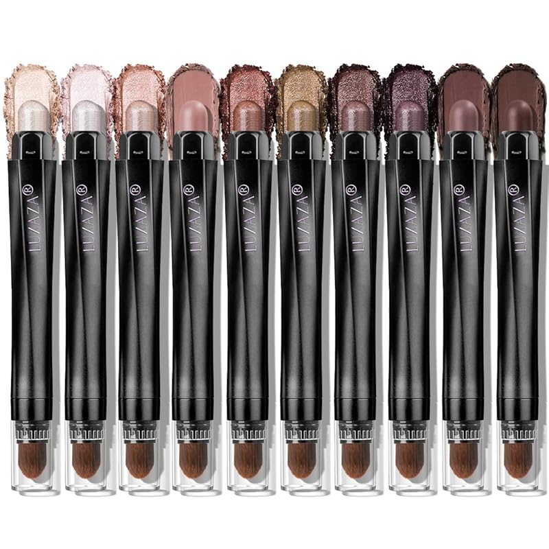 10PCS Eyeshadow Stick,Shimmer And Matte Brown Metallic Cream Eyeshadow Pencil Crayon with Smudge-proof & Waterproof, Eye Brightener Stick, Ideal Gift for Women- Love's Gifts